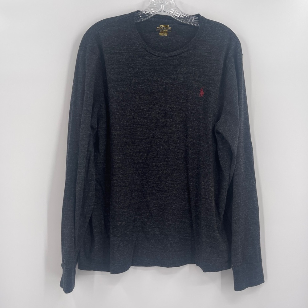 Polo Ralph Lauren Tee Shirt Custom Fit Gray Long Sleeve Men's Size Large
